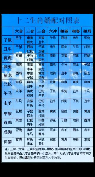 生肖属相姻缘匹配图片表（生肖属相姻缘匹配图片表及配对指南）