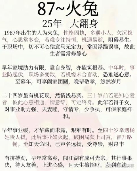 1987年属什么生肖属相（1987年属什么生肖的属兔人）