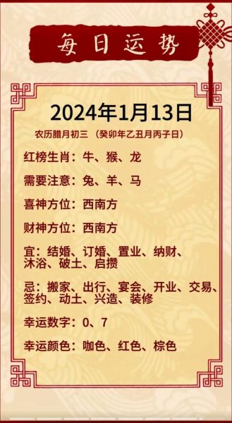 12属相生肖运势（2024年生肖运势对照表）
