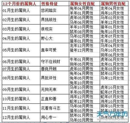 生肖狗属相婚姻配对（生肖狗婚姻配对大全表）